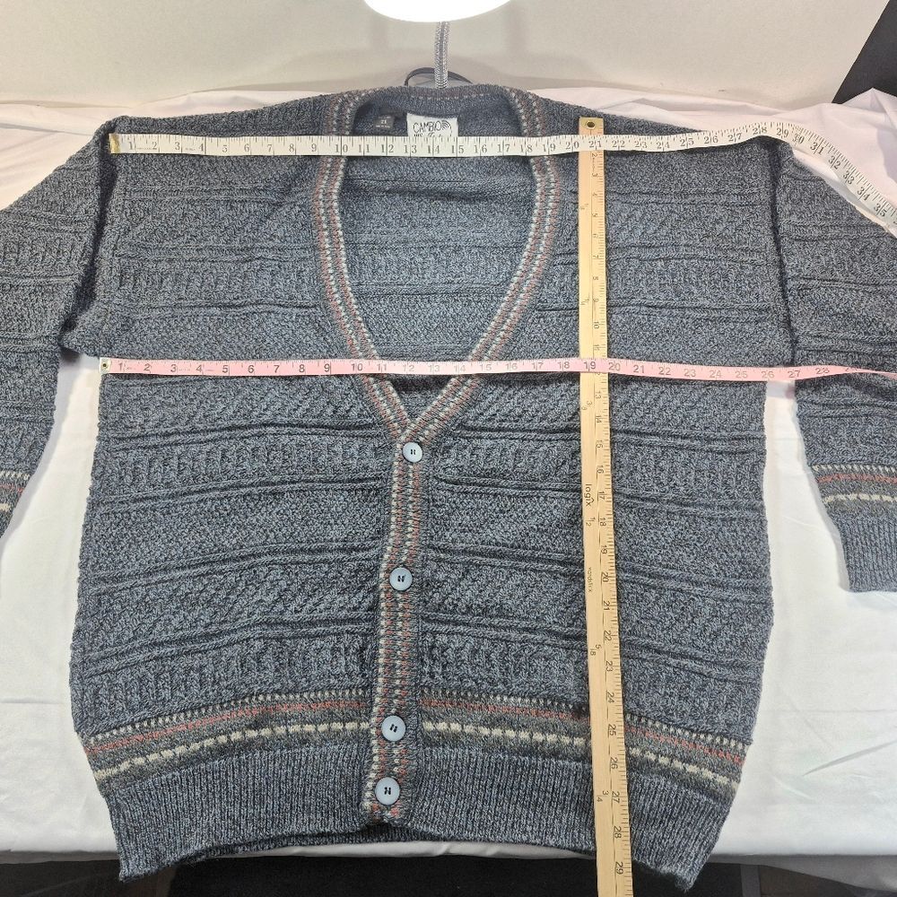 Vintage 90s Cambio Italia Men 2X Wool Blend V-Neck Cardigan Sweater Grandpa Core - Picture 7 of 11